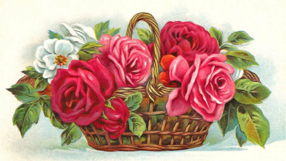 Рисунок корзина с цветами