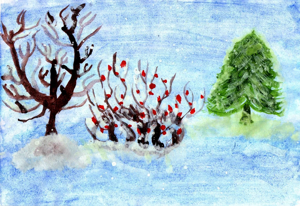 Зима детский рисунок