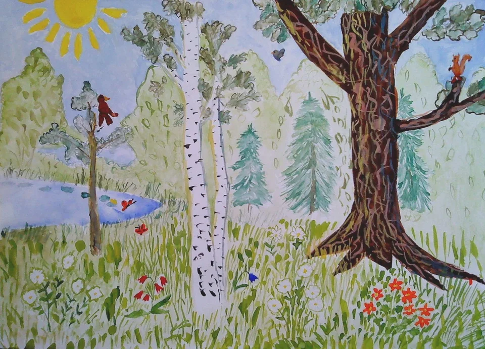 Весенний лес рисунок