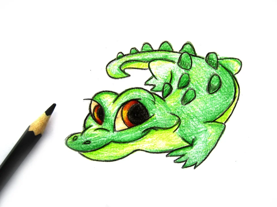 Рисунок крокодила карандашом