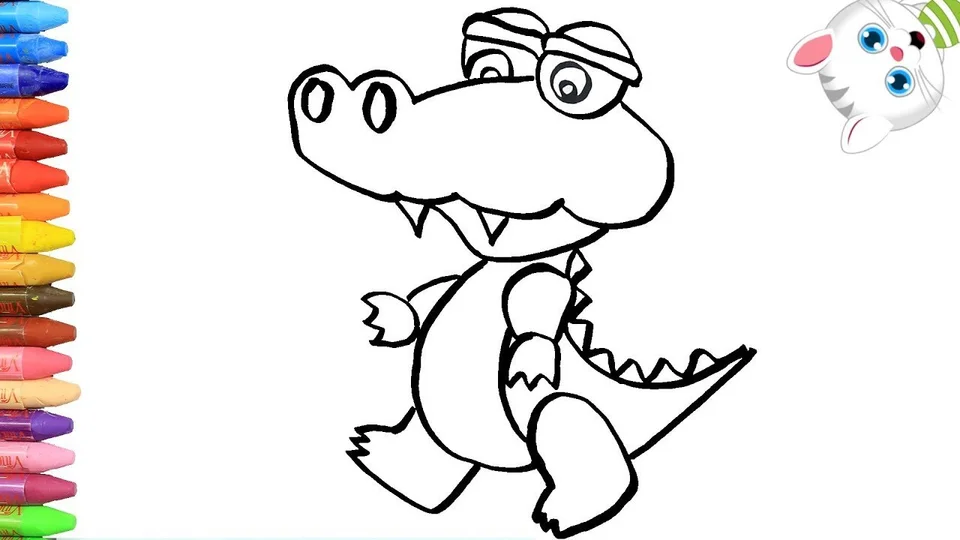Крокодил раскраска для малышей