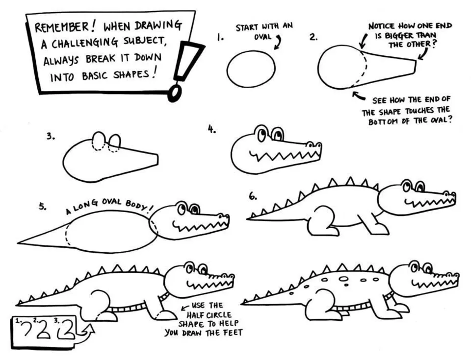 Рисунки крокодилов карандашом
