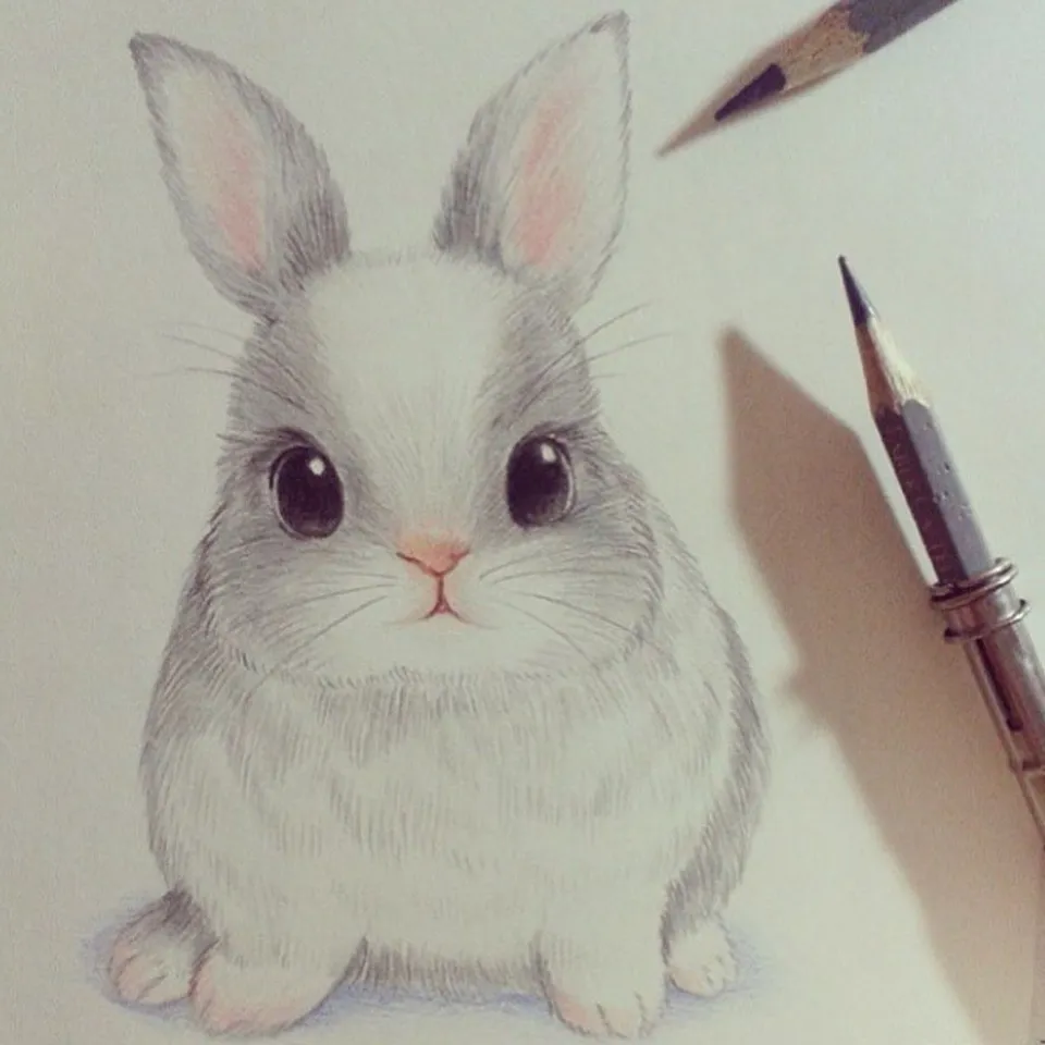 Милый кролик карандашом