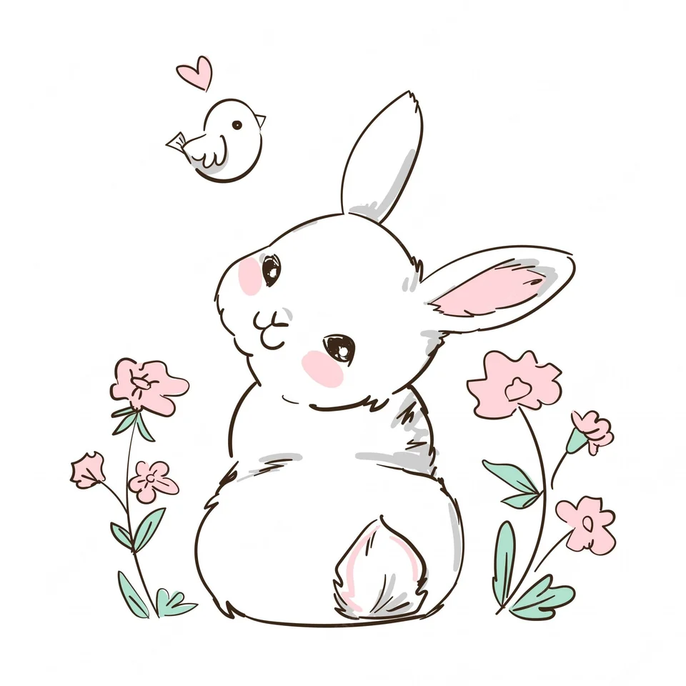 Милый кролик рисунок для срисовки