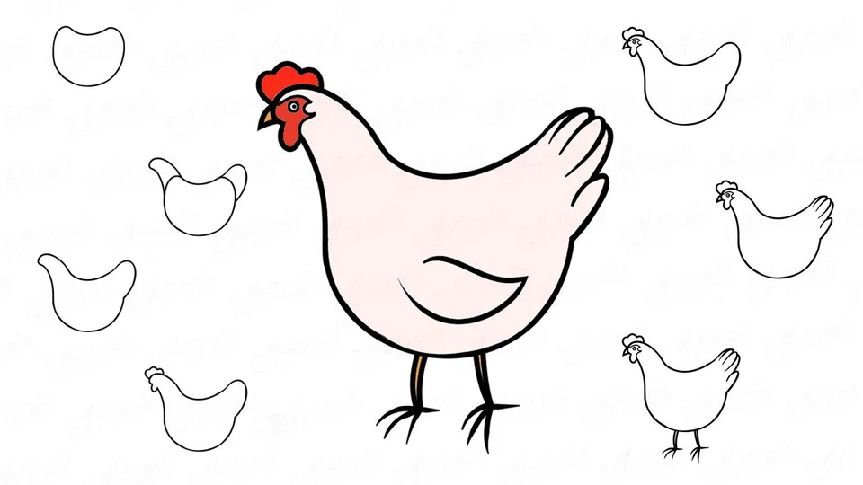Рисунок курицы для детей