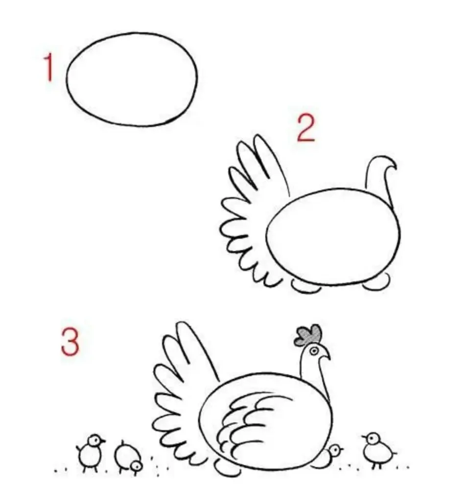 Цыпленок рисунок для детей поэтапно
