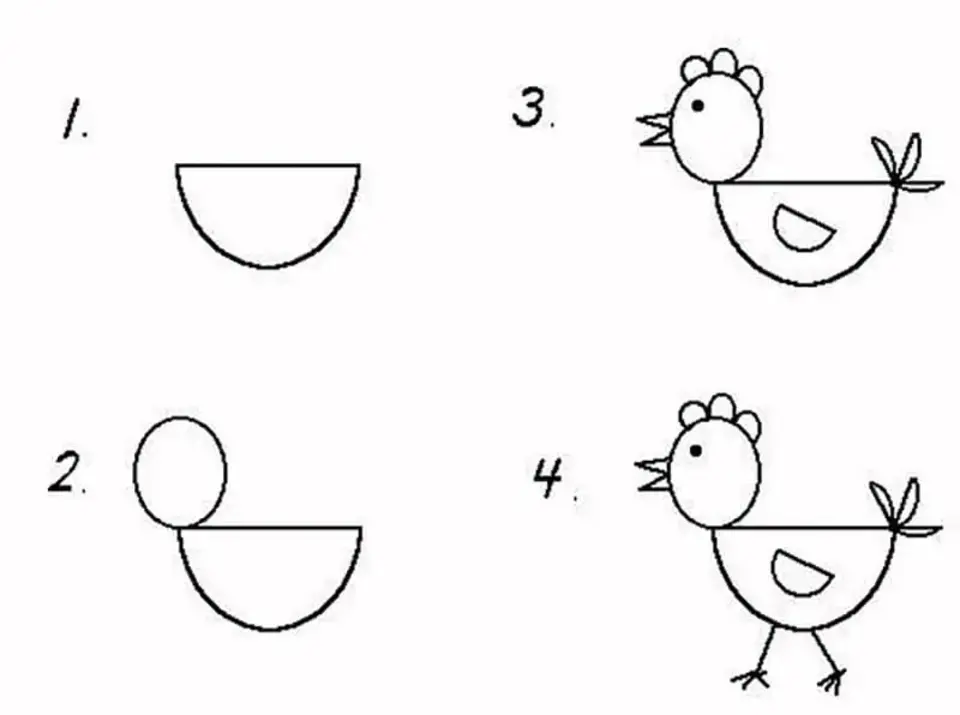 Курица рисунок для детей поэтапно