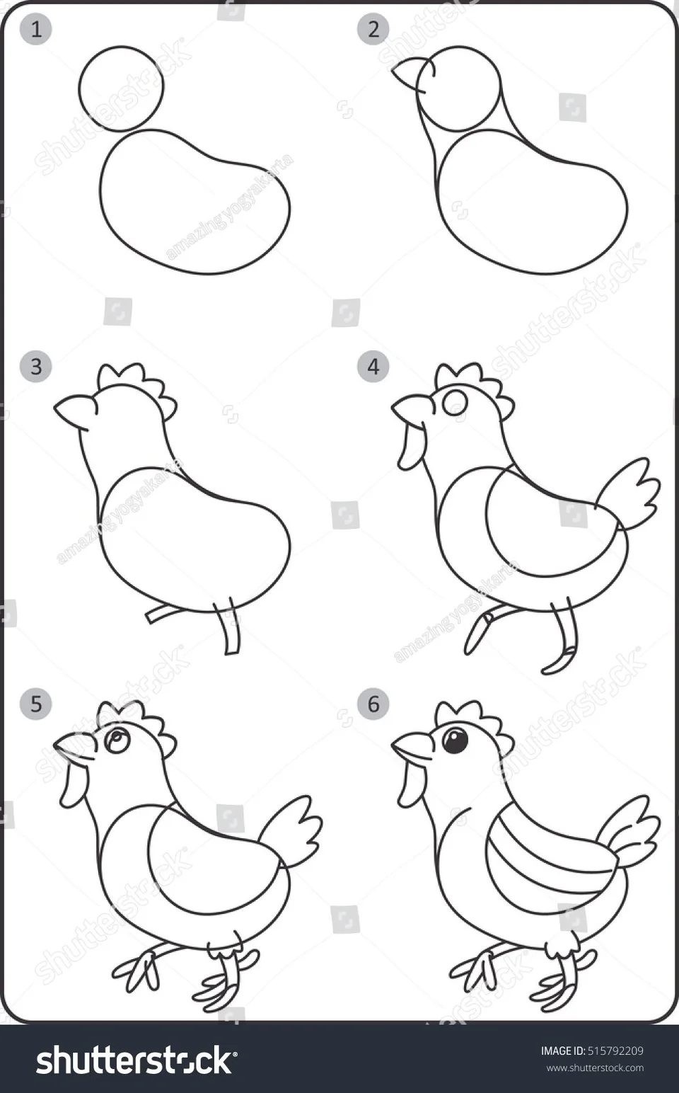 Рисуем курицу поэтапно для детей