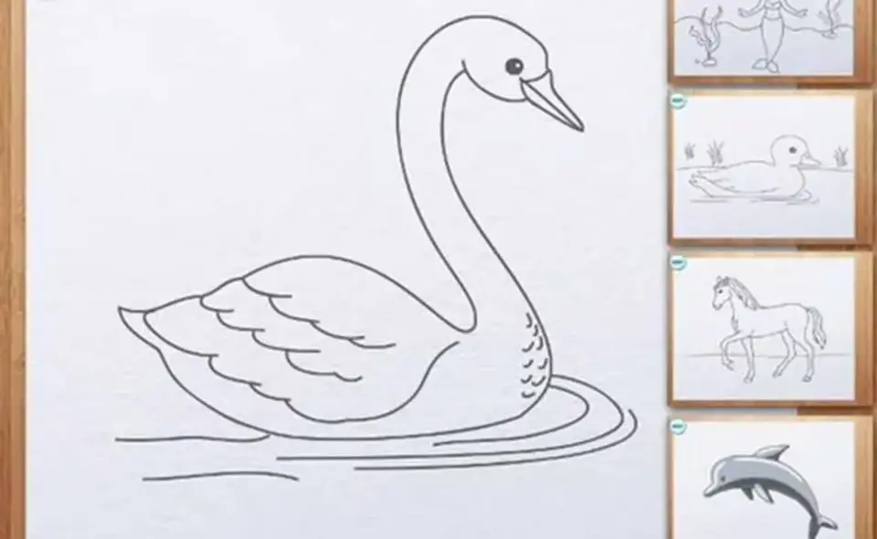 Рисунок лебедя карандашом для детей