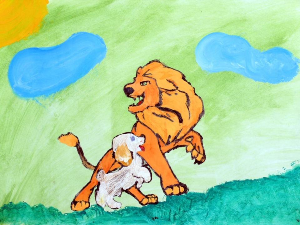 Лев толстой лев и собачка иллюстрации
