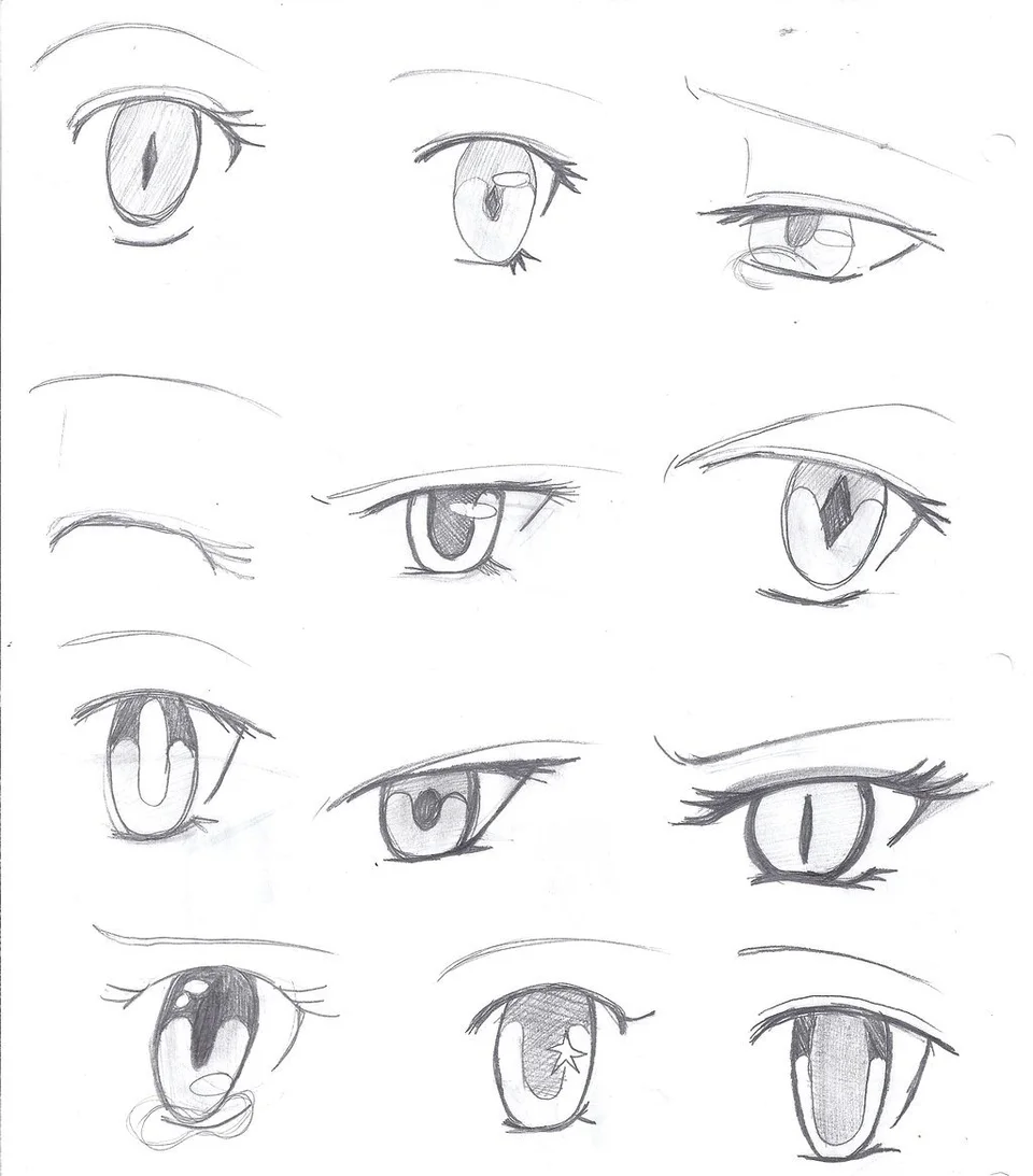 Глаза аниме карандашом
