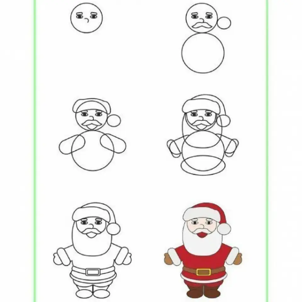 Дед мороз рисунок для детей пошагово