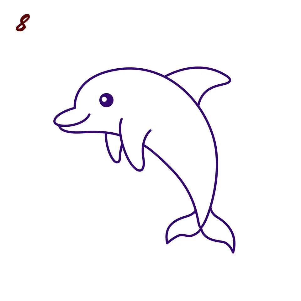 Дельфин шаблон для рисования