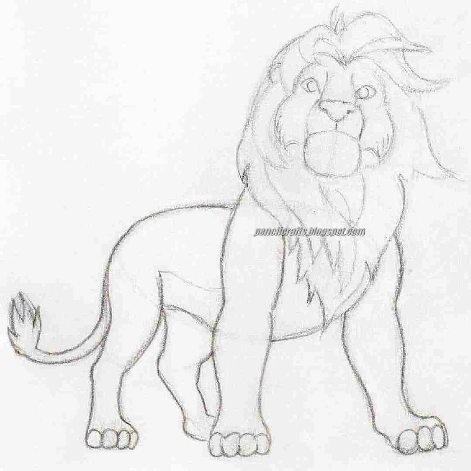 Рисовать льва карандашом