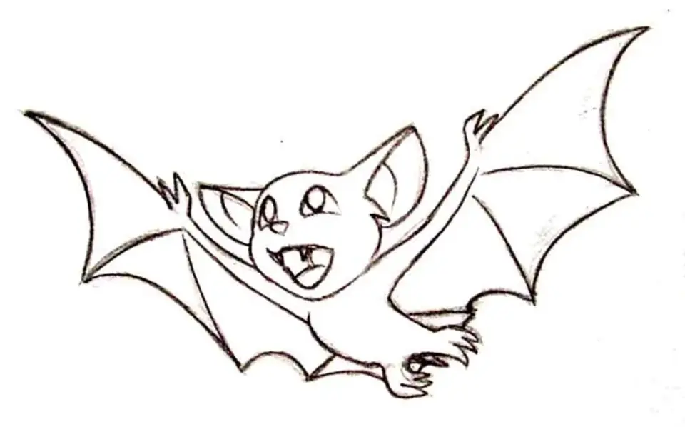 Летучая мышь рисунок для детей карандашом
