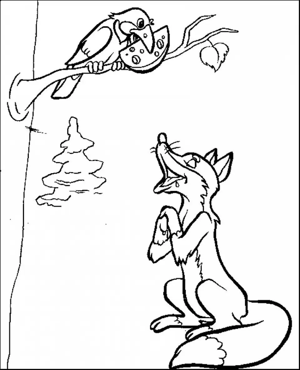 Иллюстрация к басне крылова ворона и лисица для срисовки