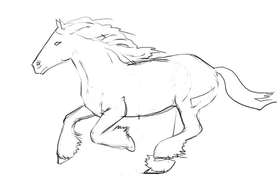 Лошадь линейный рисунок