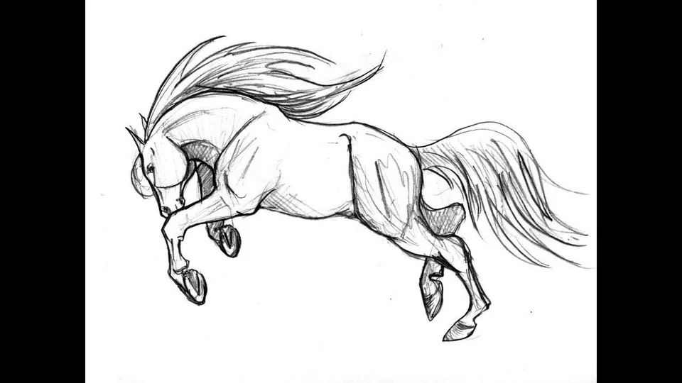 Лошадь карандашом для срисовки