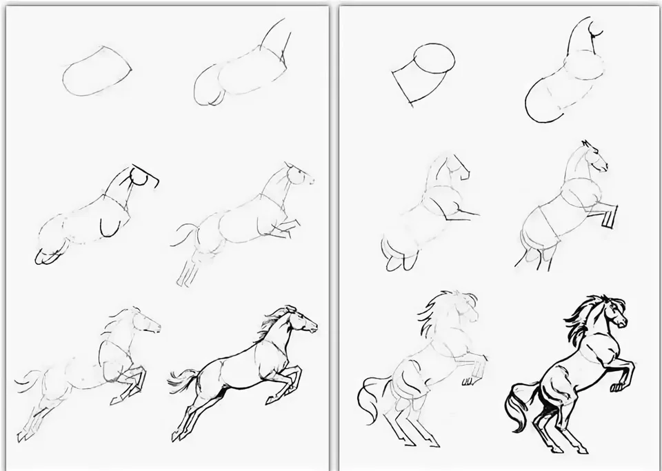Рисовать лошадь карандашом