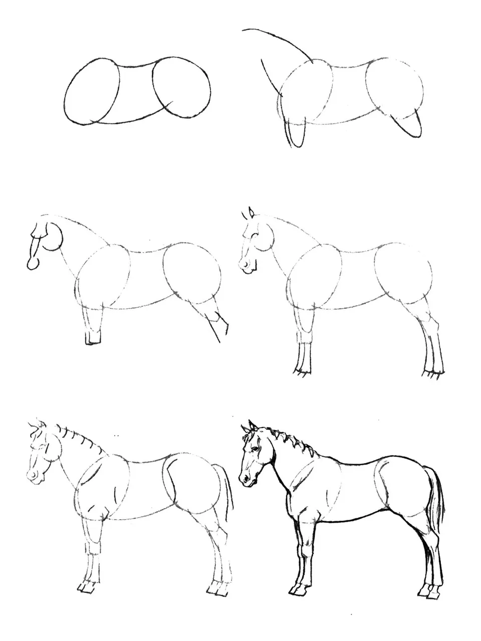 Лошадь рисунок карандашом для детей поэтапно