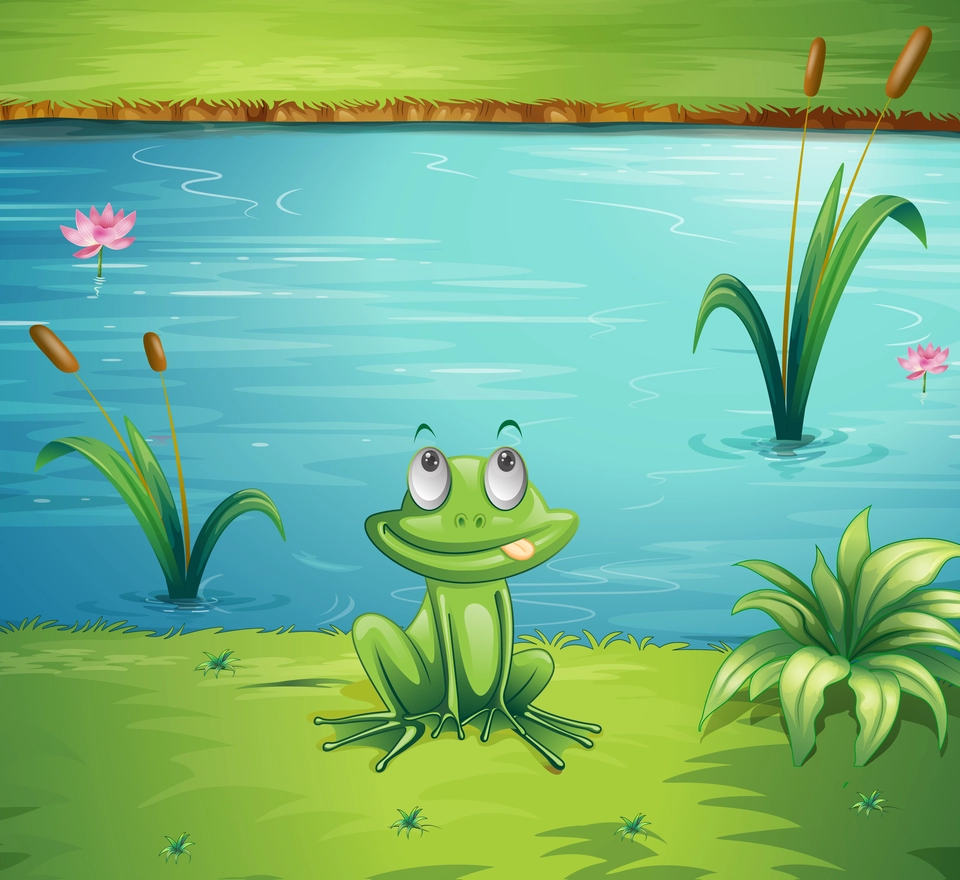 Сказочное болото с лягушками