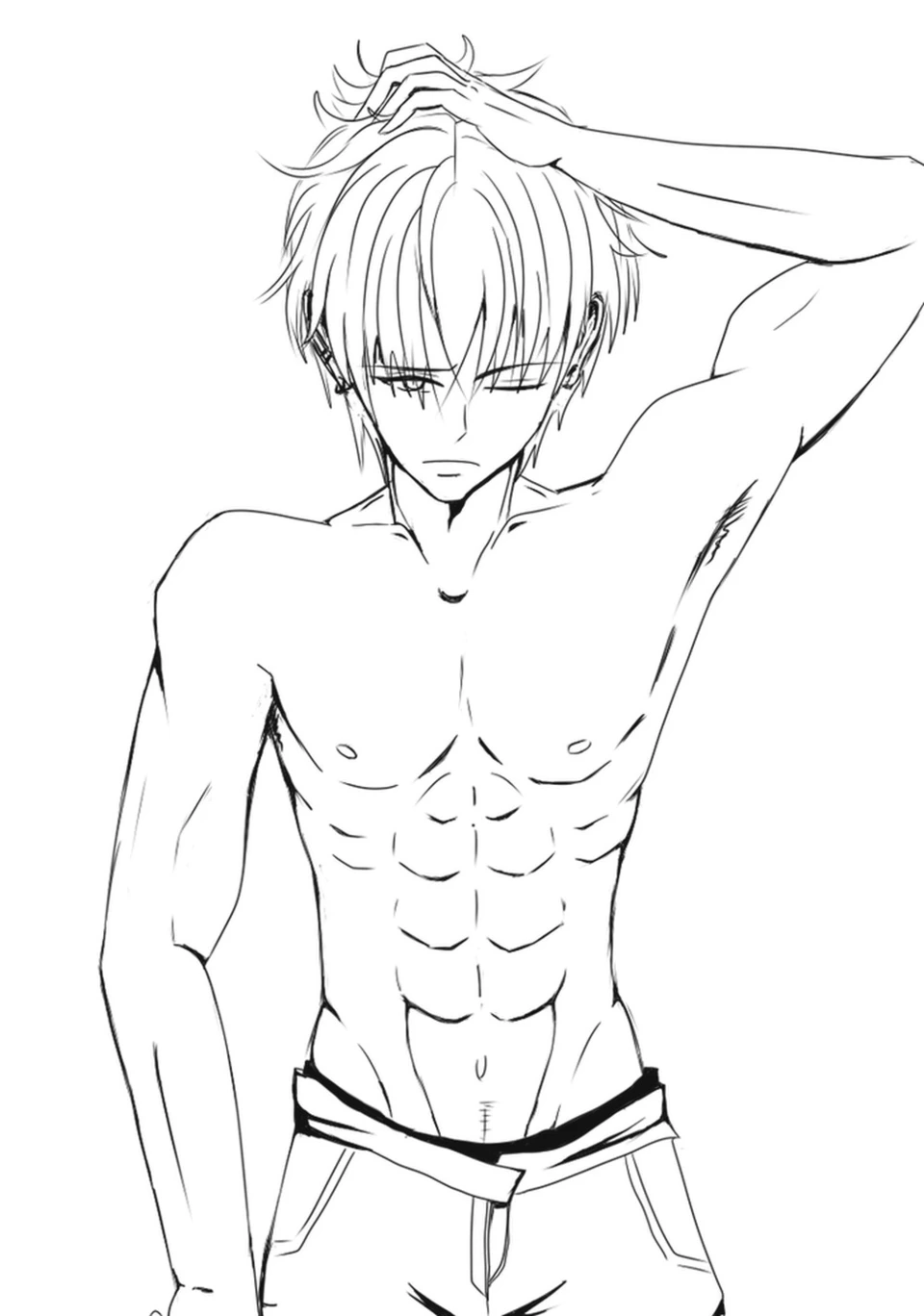 Мужское тело рисунок карандашом аниме