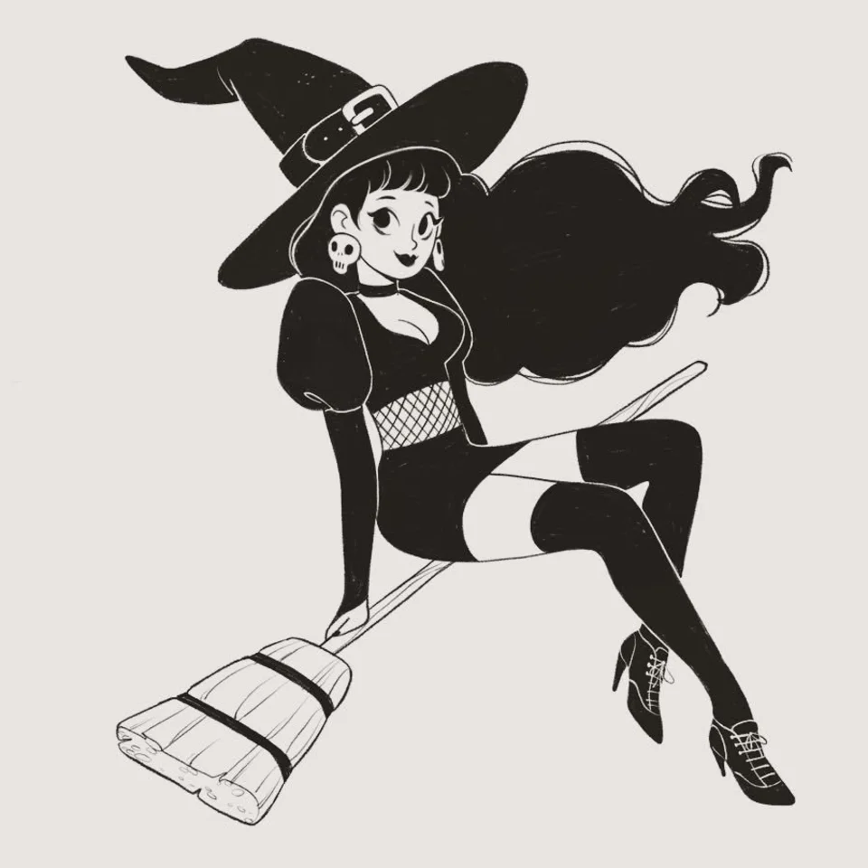 Ведьма на хэллоуин рисунок