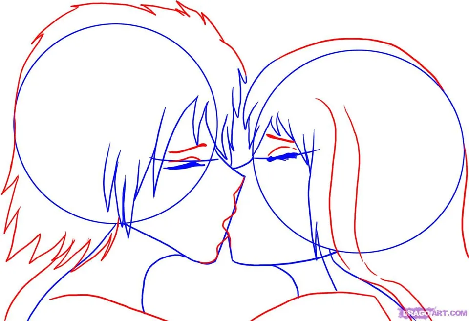 Рисунок поцелуй аниме