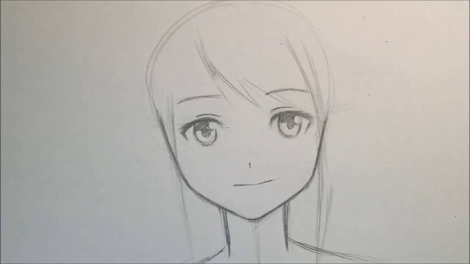 Аниме лицо девушки карандашом