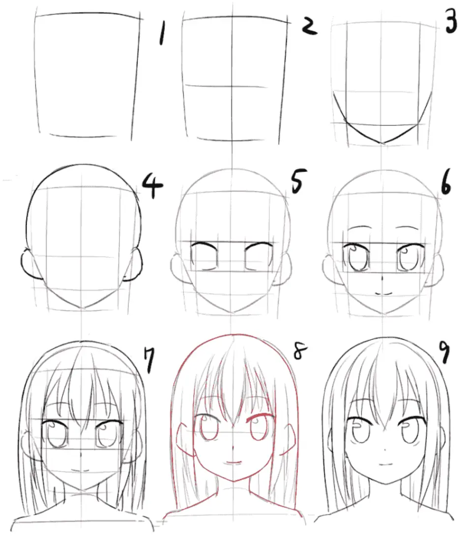 Уроки по рисованию аниме лица