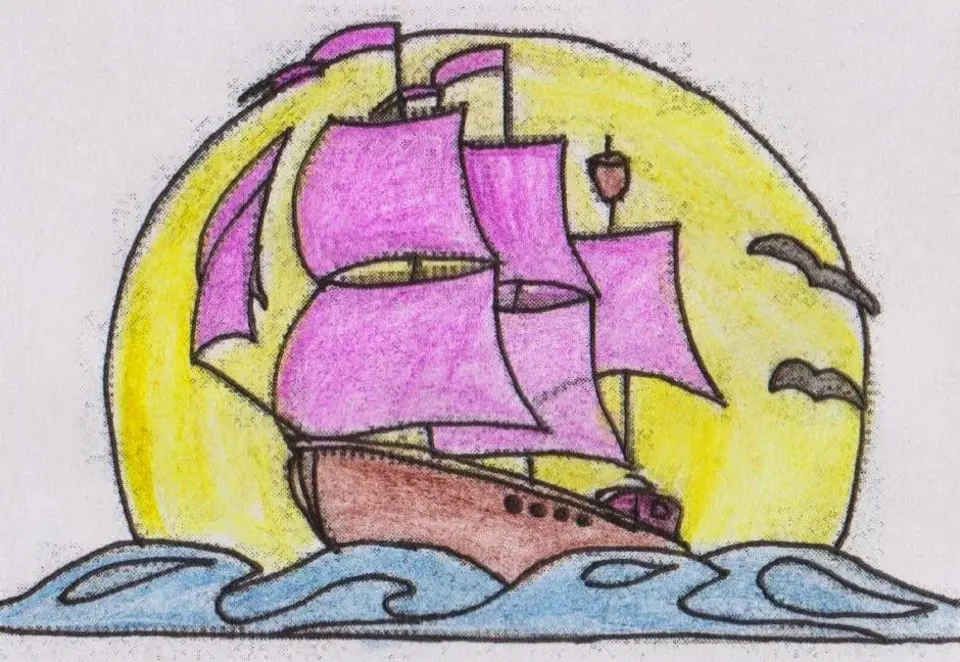 Корабль рисунок детский