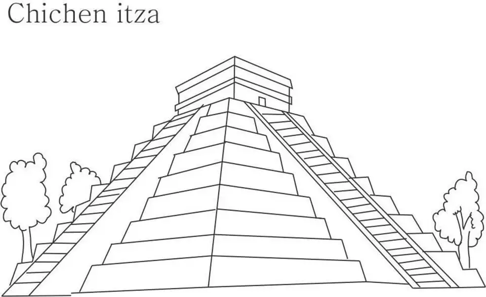 Пирамида майя карандашом