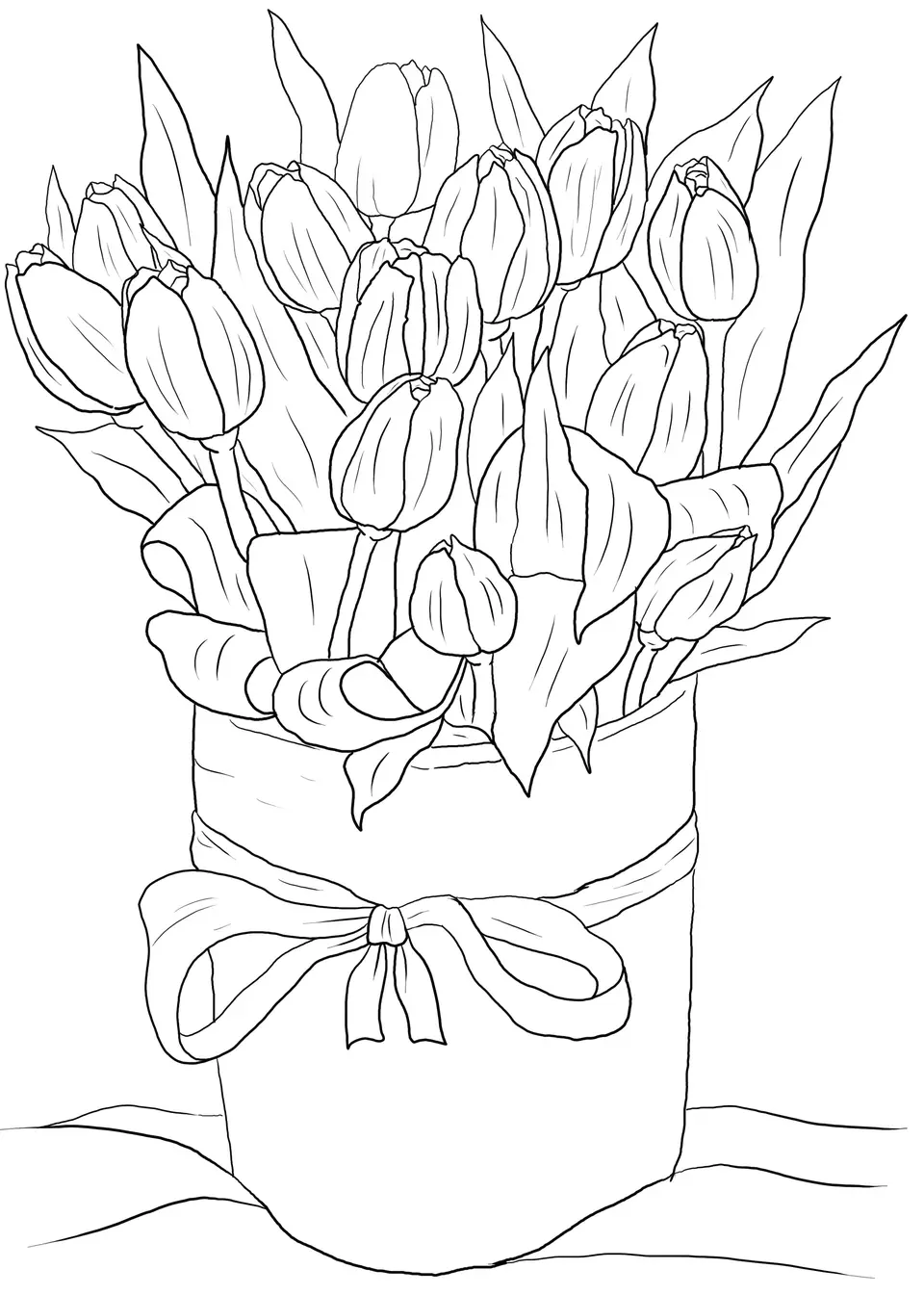 Раскраска букет тюльпанов