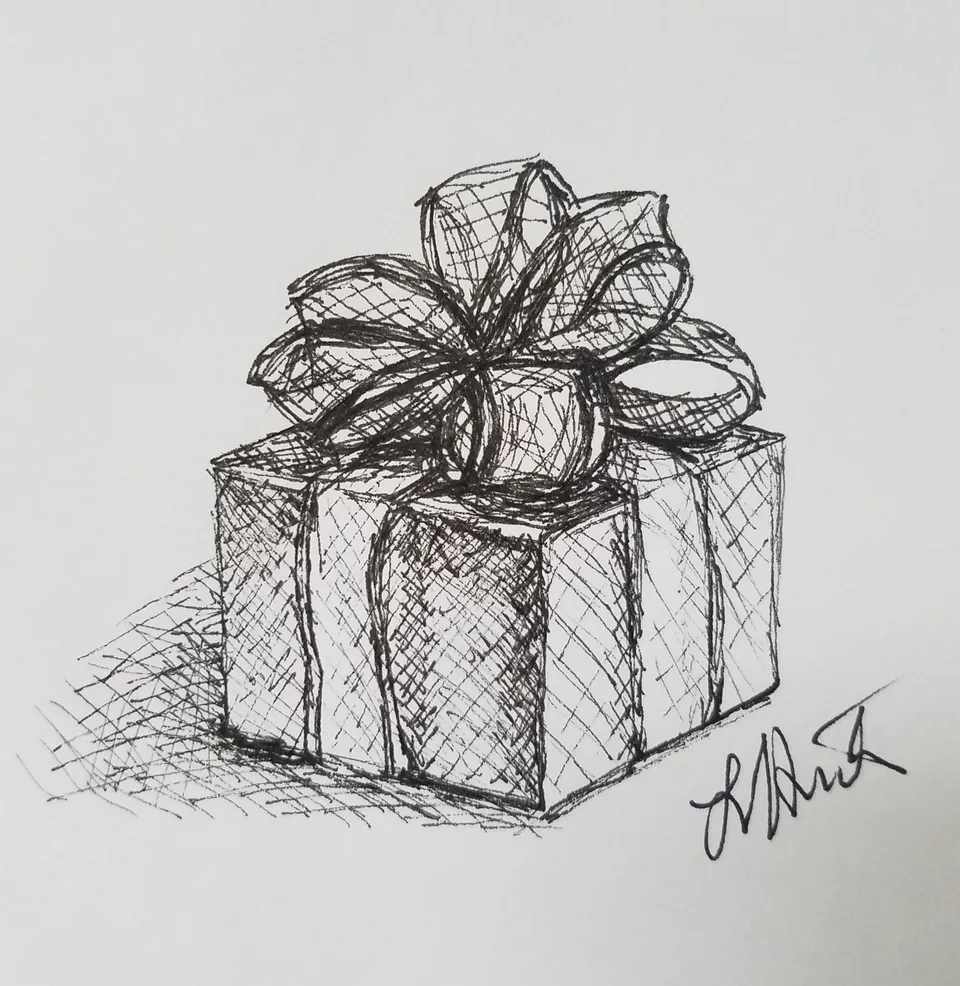 Подарок рисунок карандашом