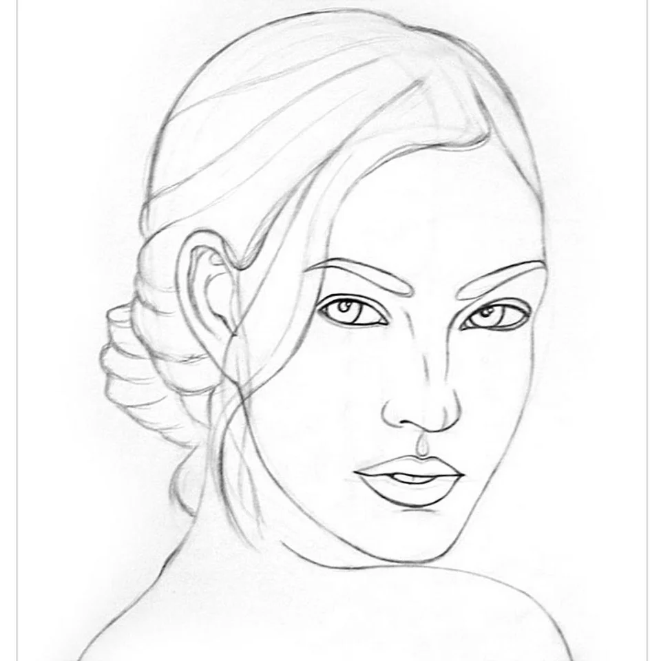 Рисунок лица девушки карандашом
