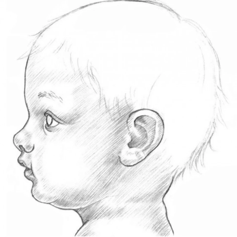 Лицо ребенка рисунок карандашом