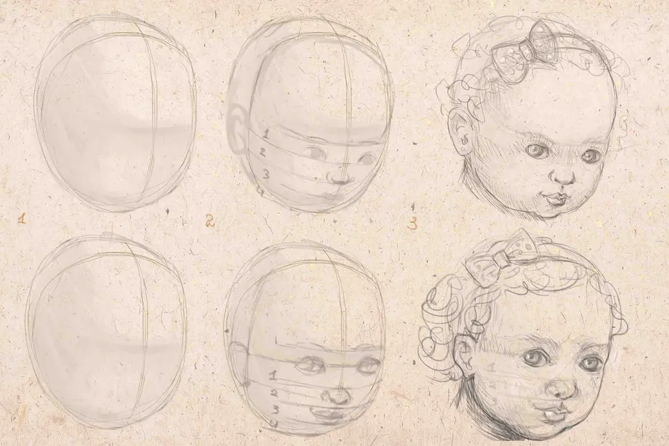 Зарисовка головы ребенок