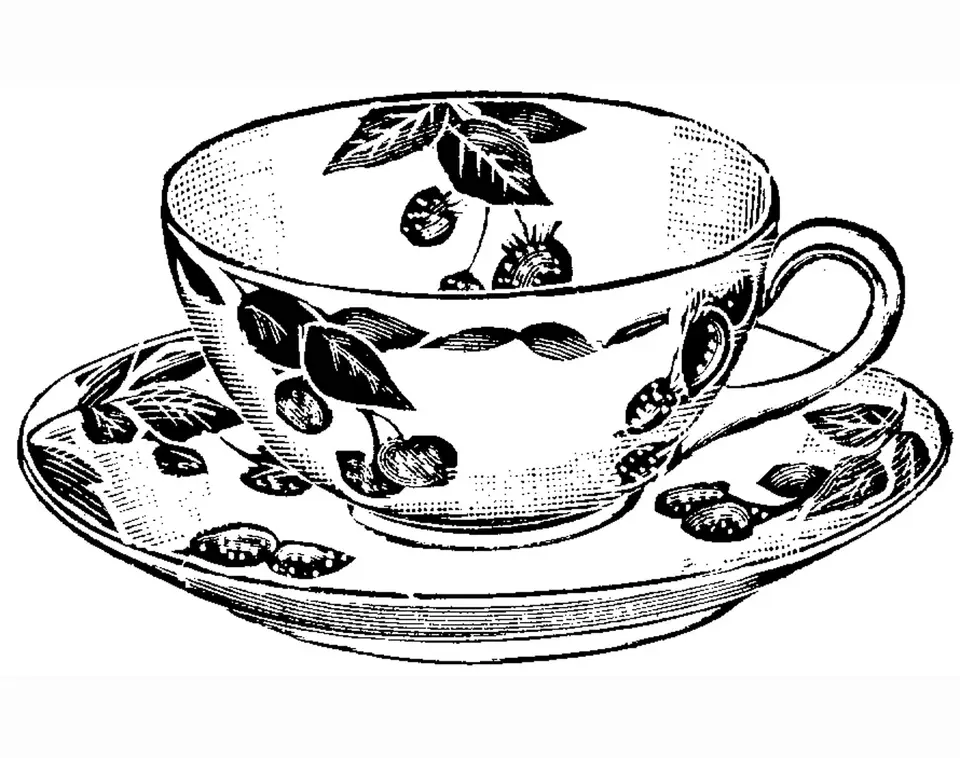 Рисунок чашки чая с блюдцем