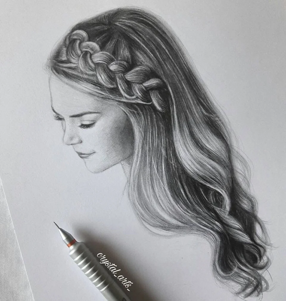 Рисунок волос карандашом