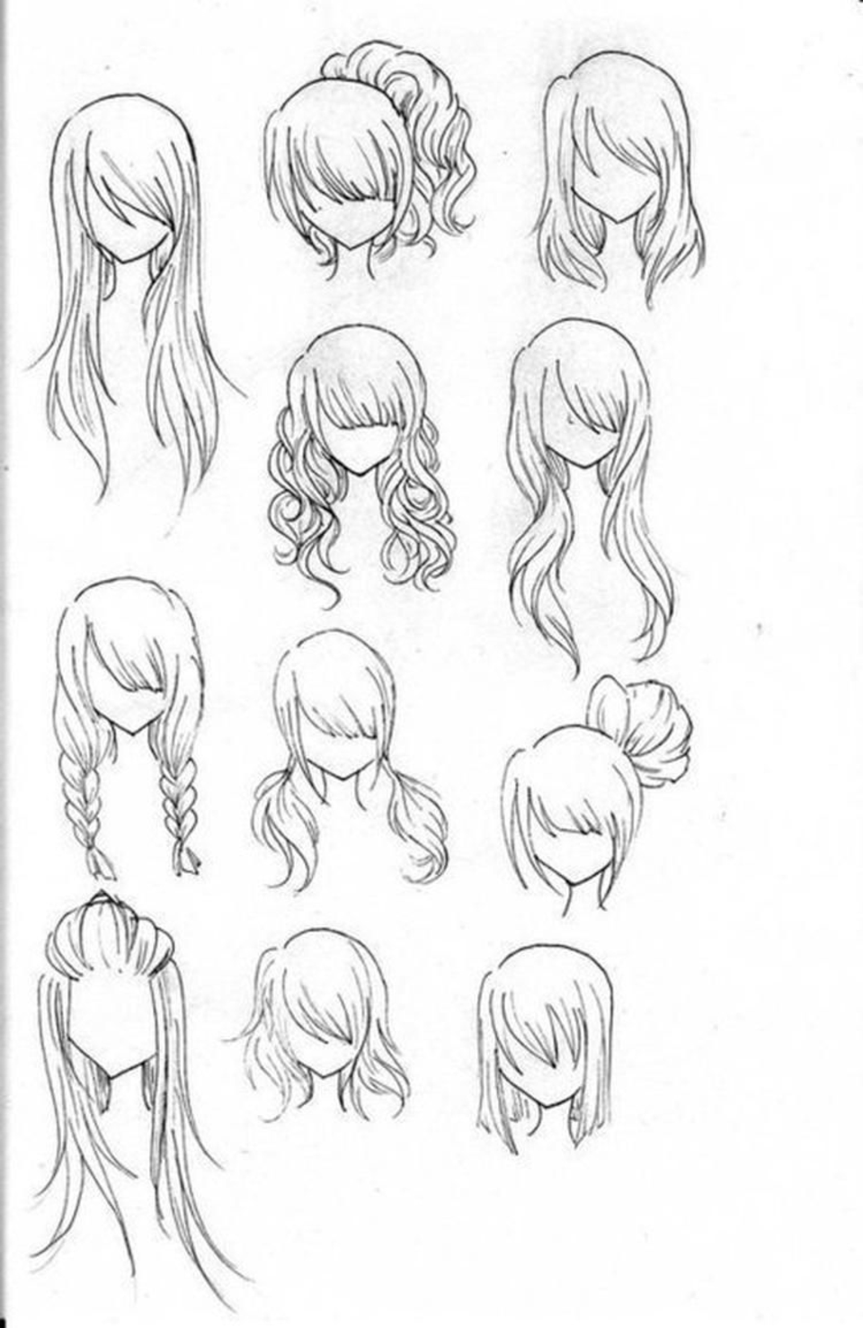 Волосы аниме карандашом