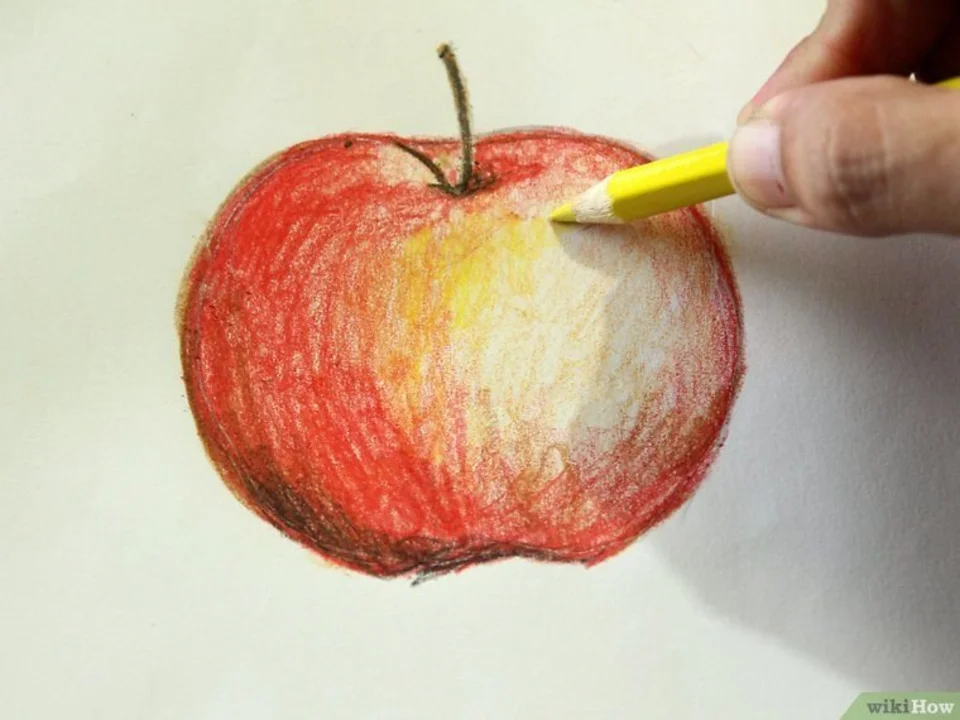 Яблоко рисунок для детей карандашом