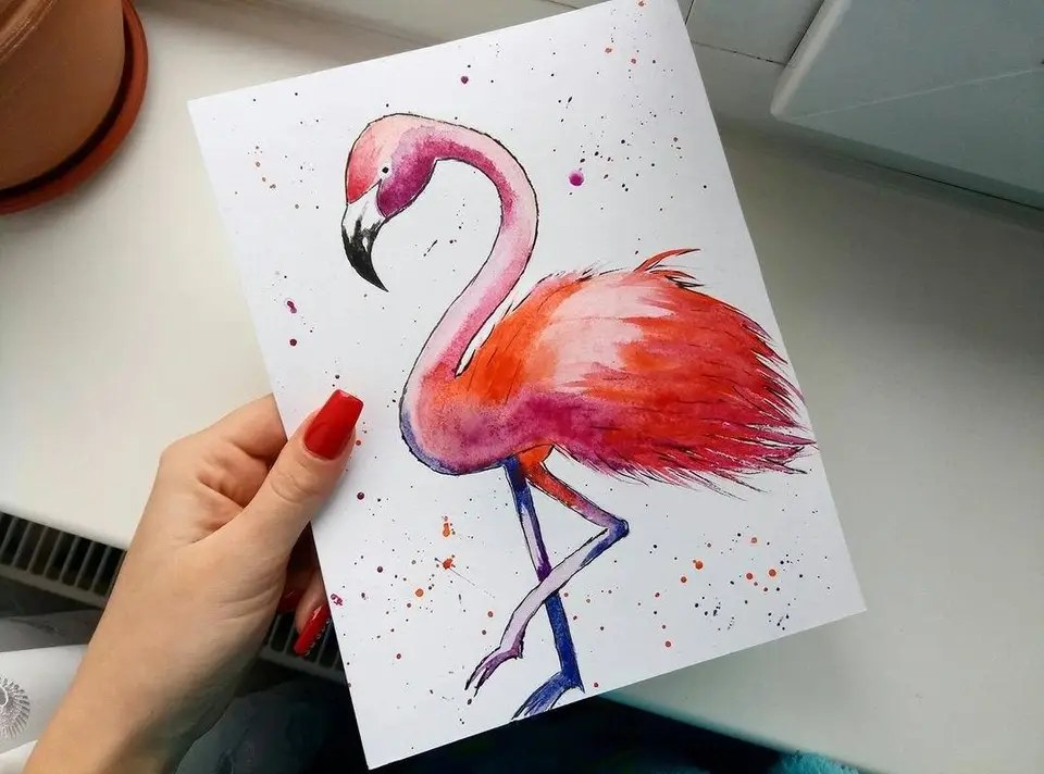 Фламинго картина маслом