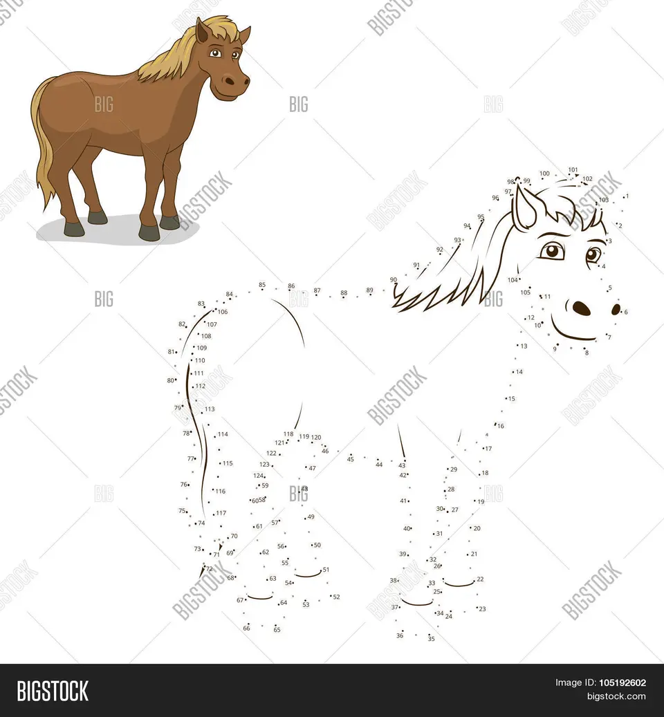 Рисование по точкам лошади