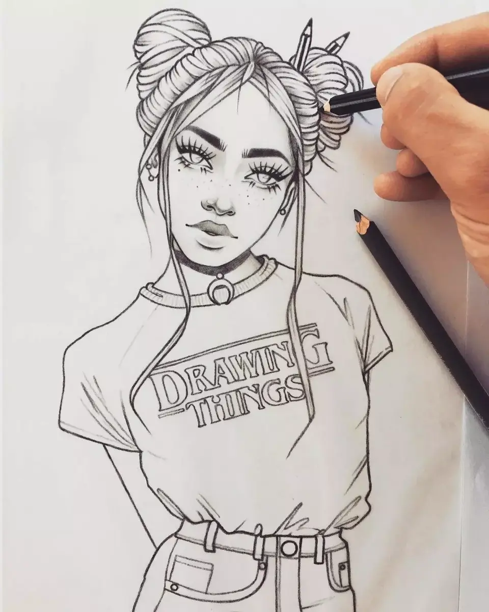 Рисунки девушек карандашом в стиле swag