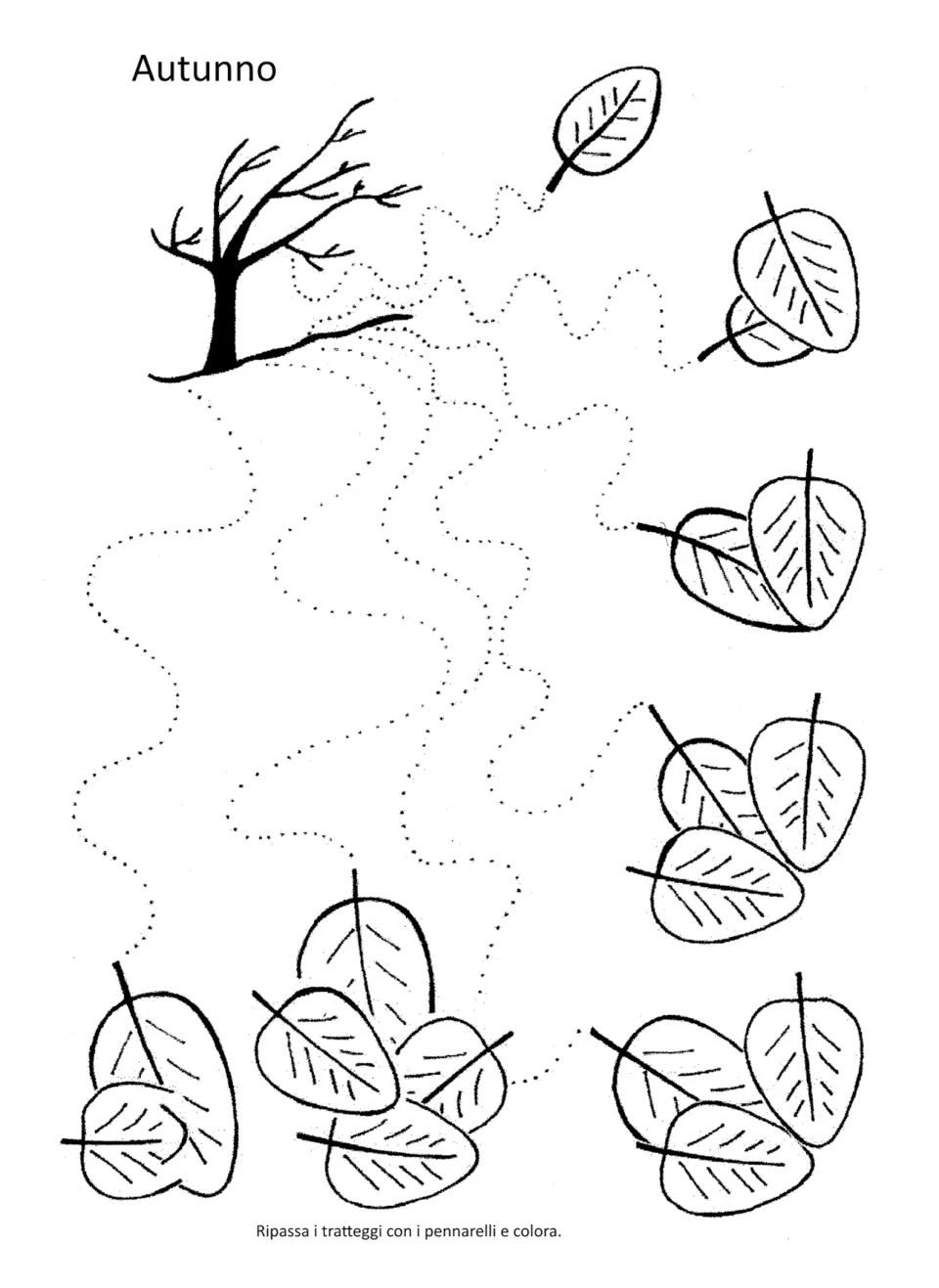Штриховка листьев для дошкольников