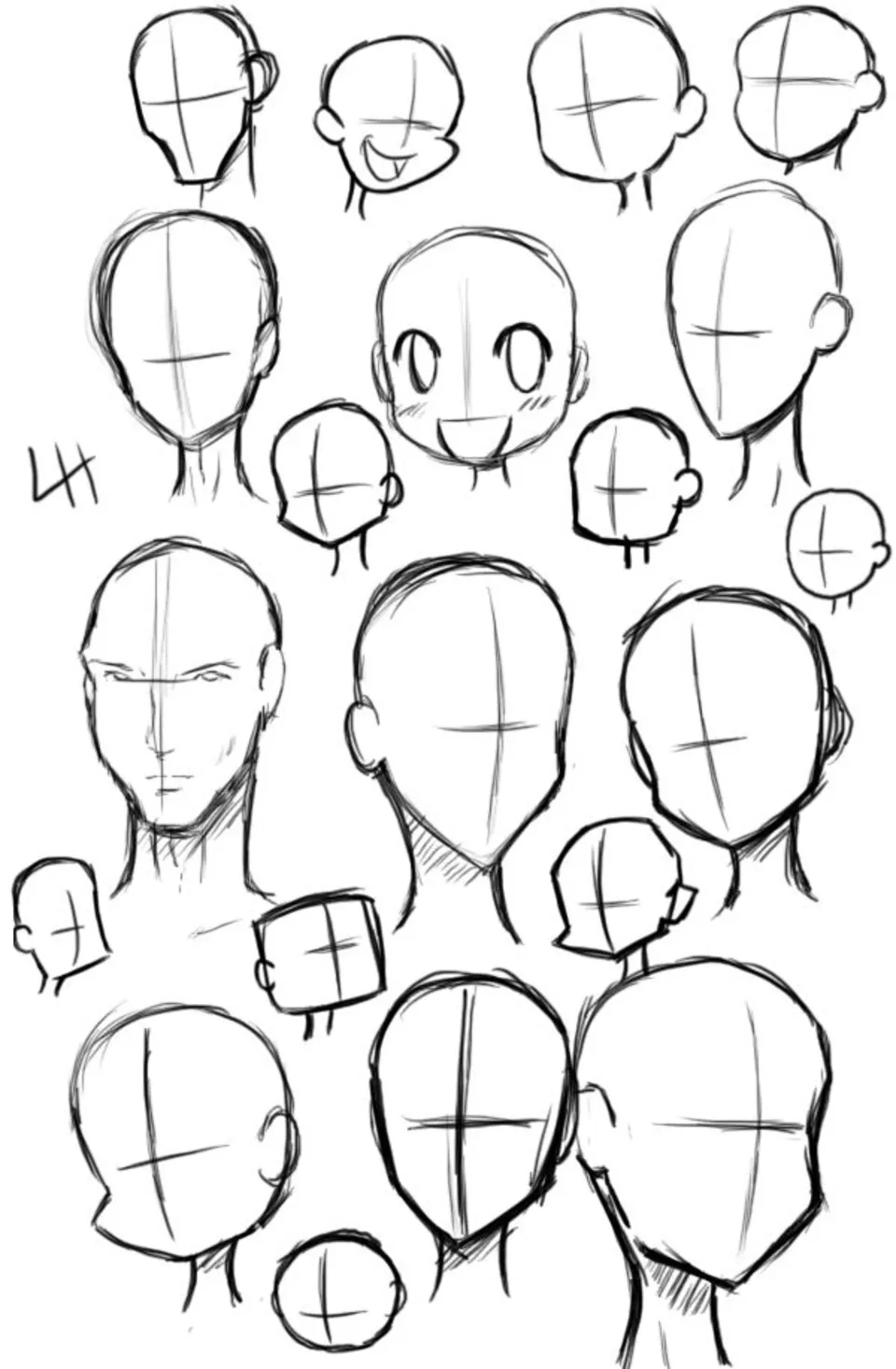 Схема рисования лица аниме