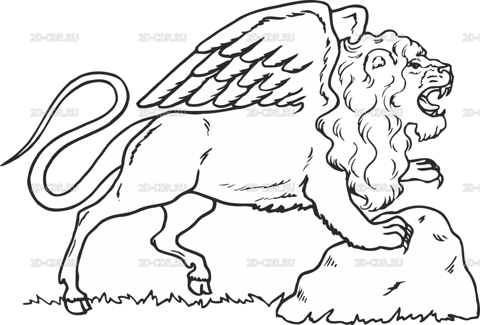 Лев с крыльями рисунок