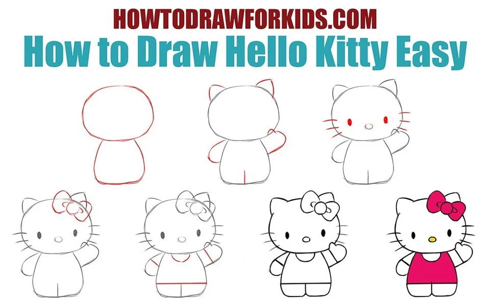 How to draw hello kitty