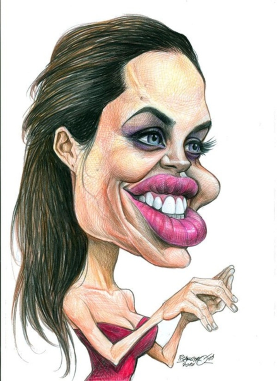 Шарж Анджелина Джоли. Сатирический образ. Сатирический портрет. Сатирические образы человека. Сатирический образ шарж