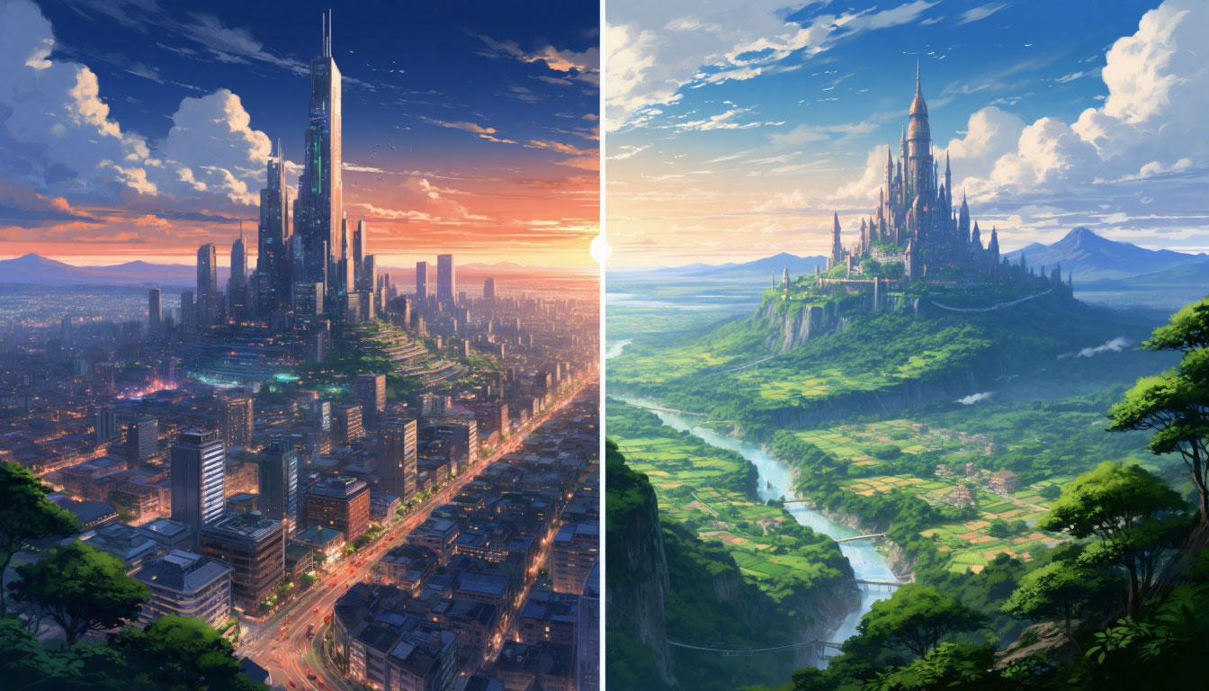 Архитектура и природа в аниме